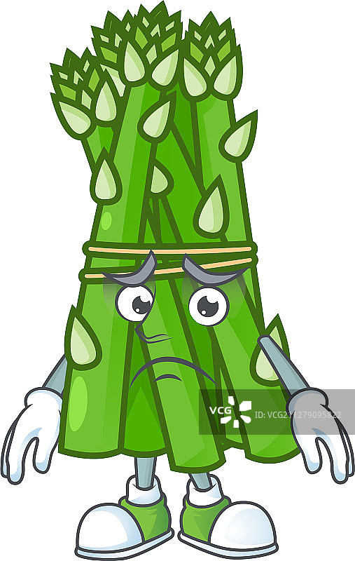害怕的芦笋卡通角色吉祥物设计图片素材
