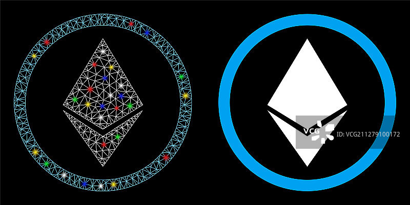 2D发光网格以太坊圆形图标眩光图片素材
