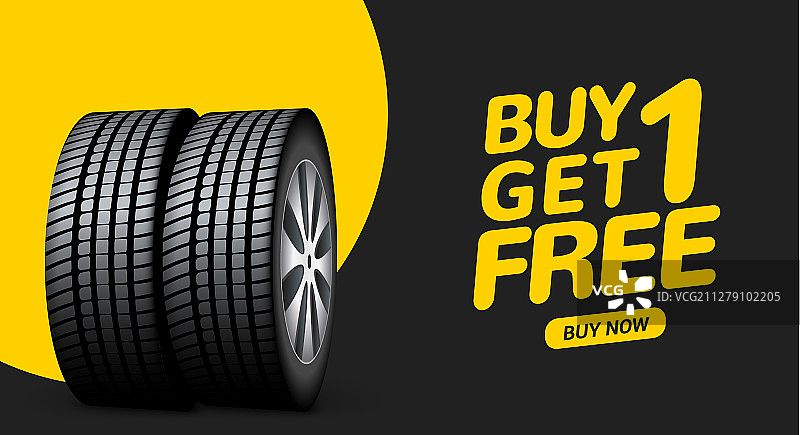 汽车轮胎促销banner买一送一图片素材