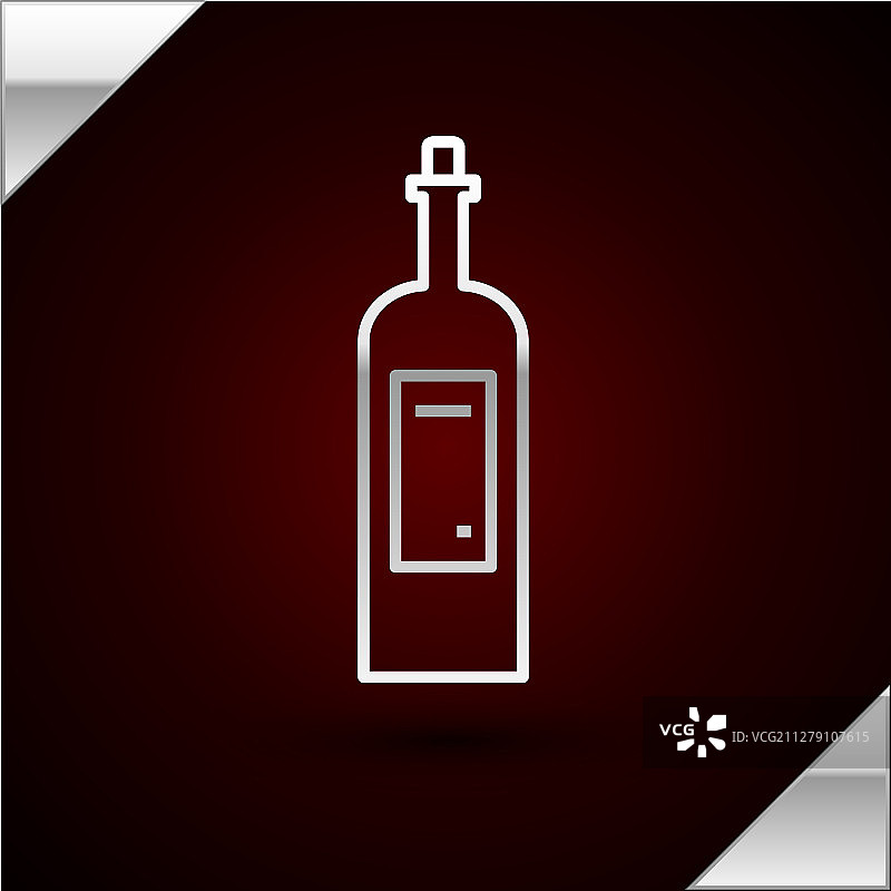深色背景上的银色线条葡萄酒瓶图标图片素材