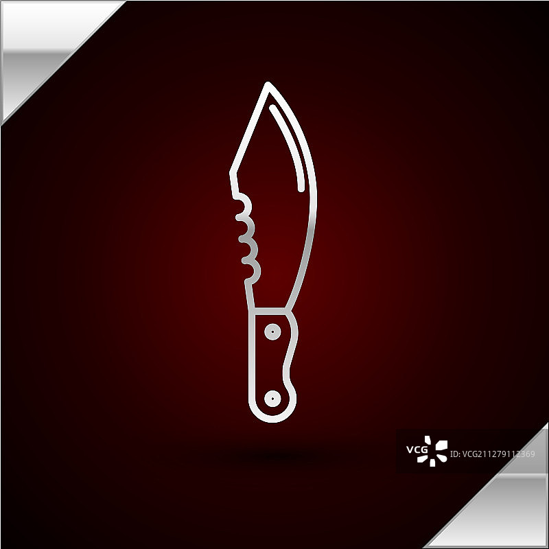 深色背景上的银色线条军用刀图标图片素材