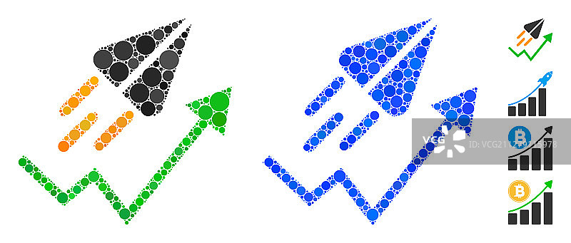 圆形TON启动趋势箭头组合图标图片素材