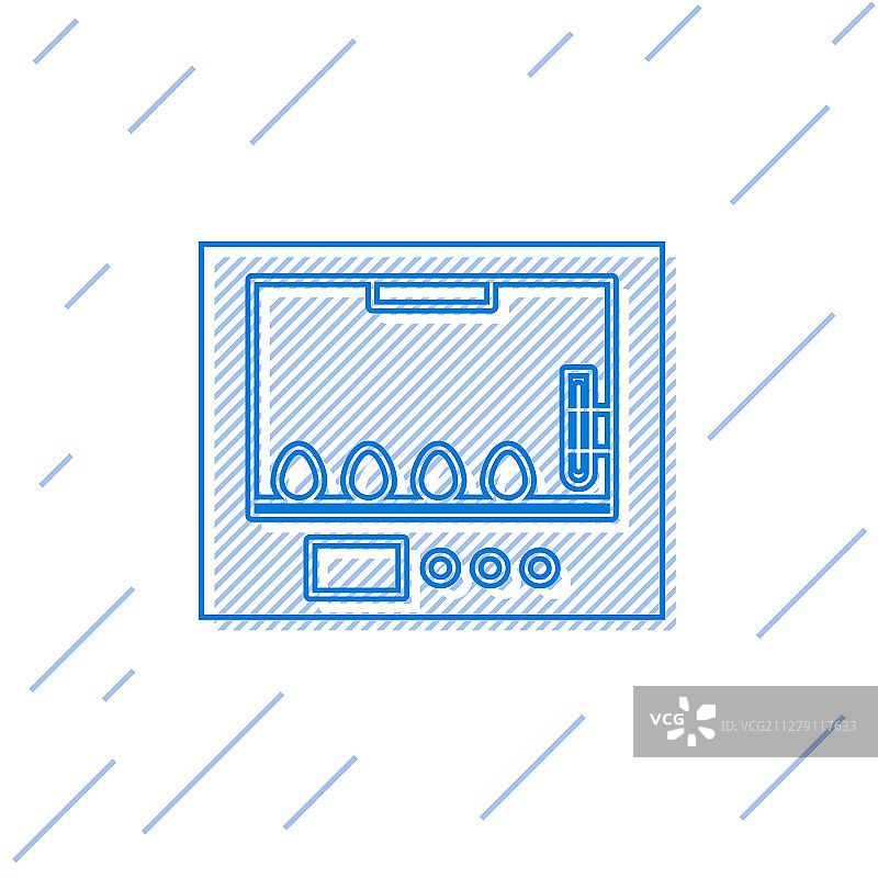 蓝色线条鸡蛋孵化器图标图片素材