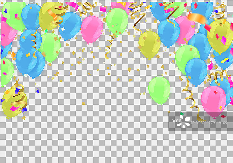 气球彩屑概念设计节日模板图片素材