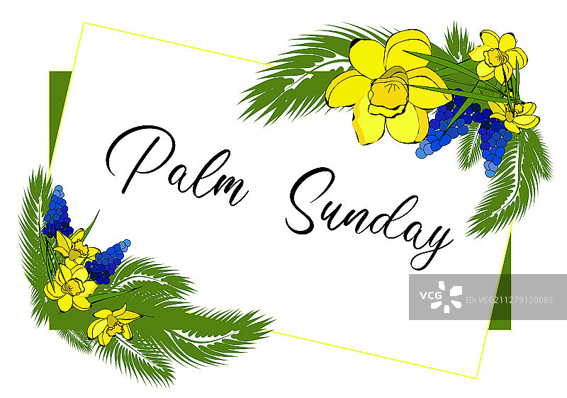 棕枝主日基督教贺卡图片素材