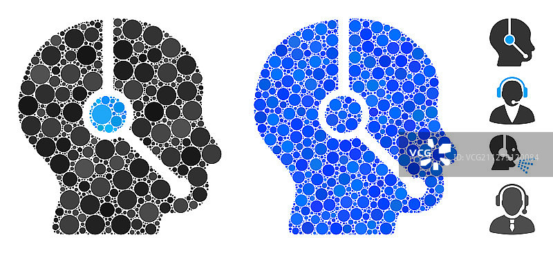 呼叫中心接线员马赛克圆点图标图片素材