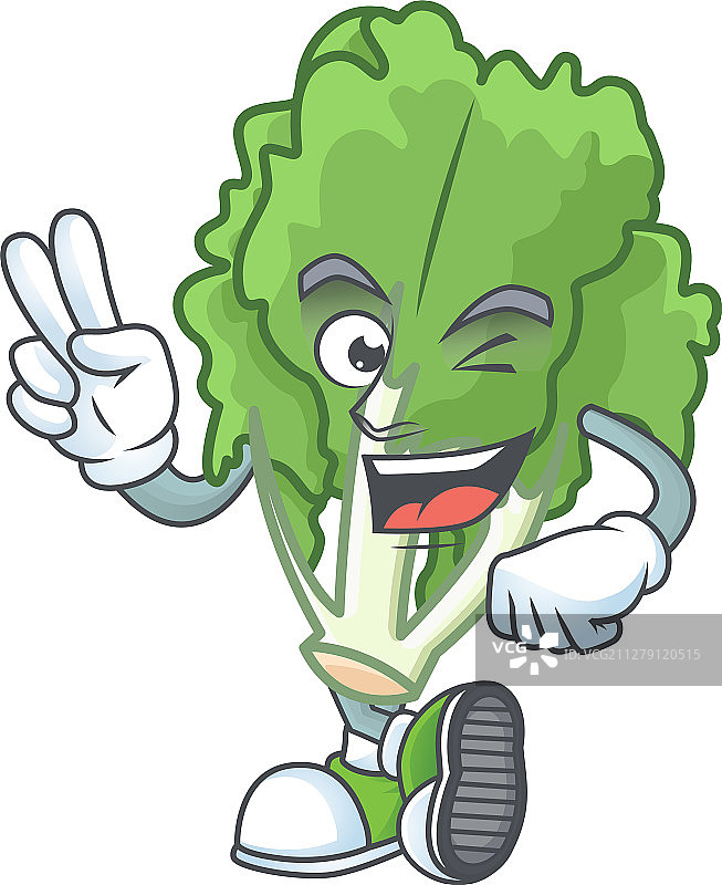 菊苣卡通吉祥物风格，比两指图片素材