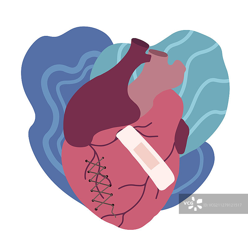 破碎的疾病心脏扁平插画图片素材