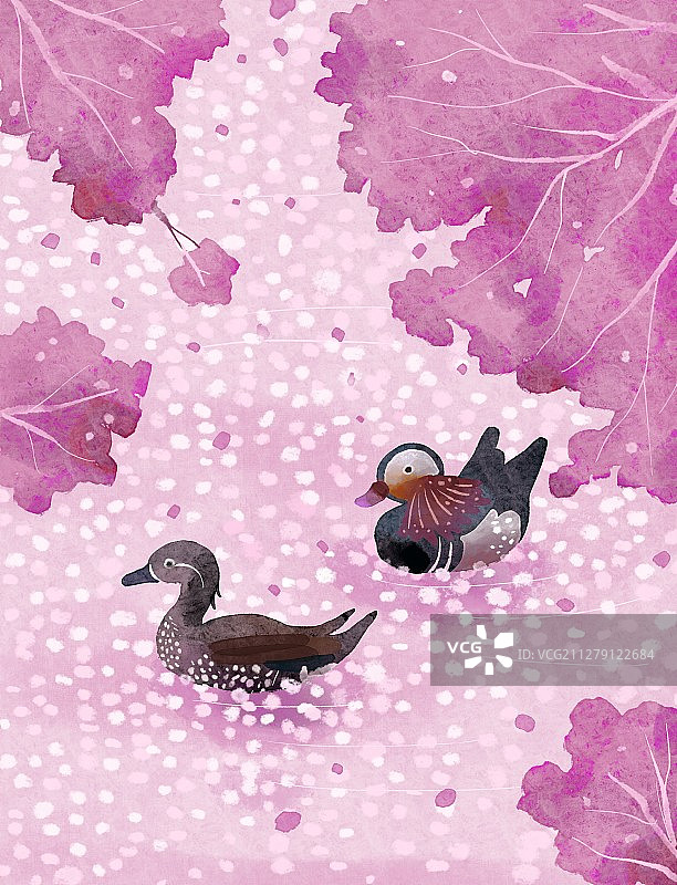 水彩中国风春暖花开乡村图片素材