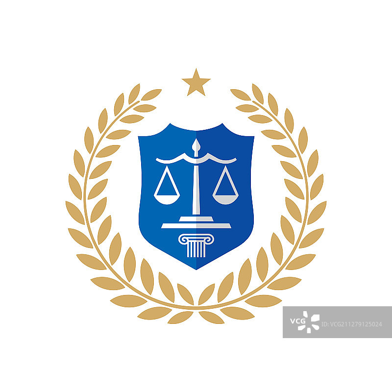 带有月桂花环的法律标志模板设计图片素材