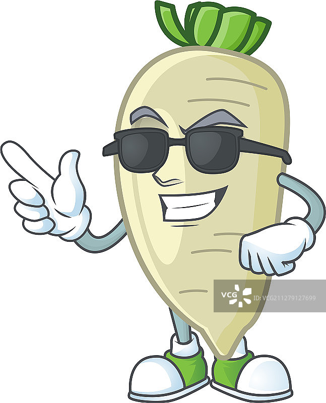 戴着黑色帽子的白萝卜图片素材