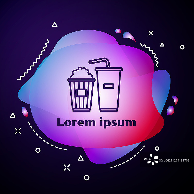 紫色线条纸板箱和纸质爆米花图标图片素材