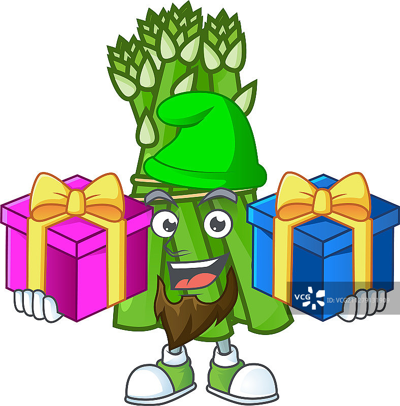 圣诞节主题的快乐芦笋卡通设计图片素材