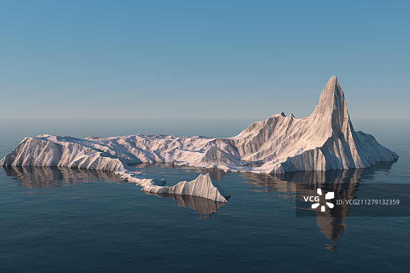 海面上的冰川小岛 三维渲染图片素材