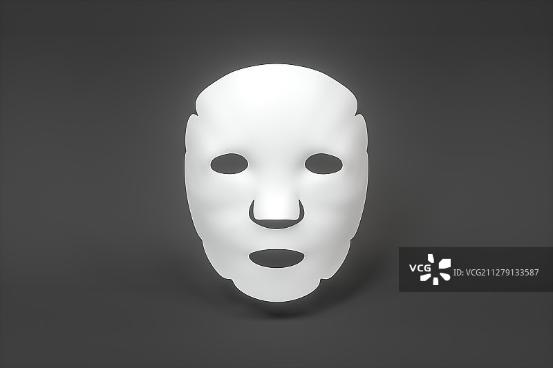 白色面膜与纯色背景 三维渲染图片素材