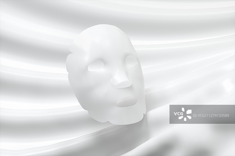 白色面膜与纯色背景 三维渲染图片素材