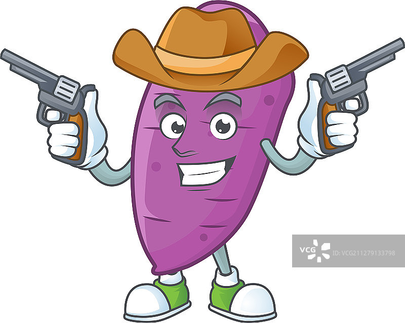 微笑的冲绳Yaw吉祥物图标，打扮成牛仔图片素材