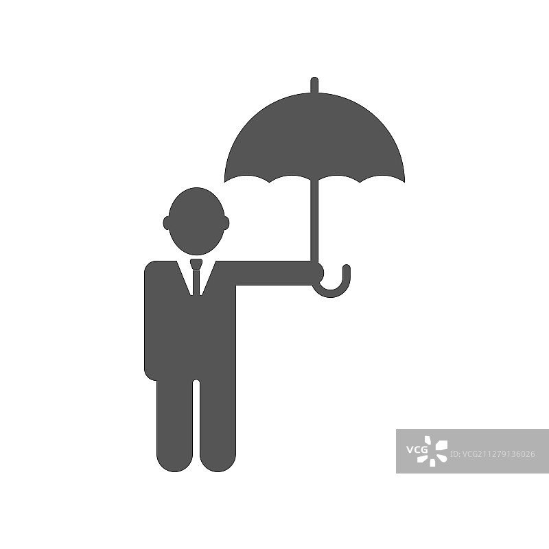 白色背景上的雨伞图标男人图片素材