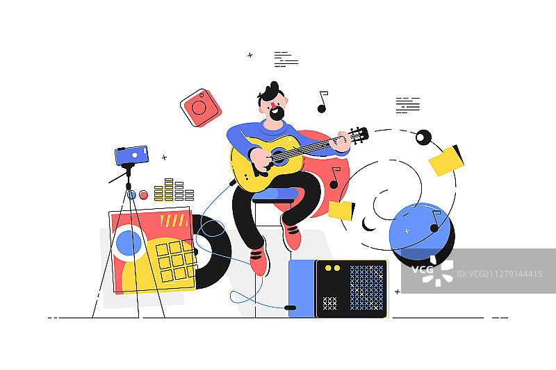 男人弹电吉他图片素材