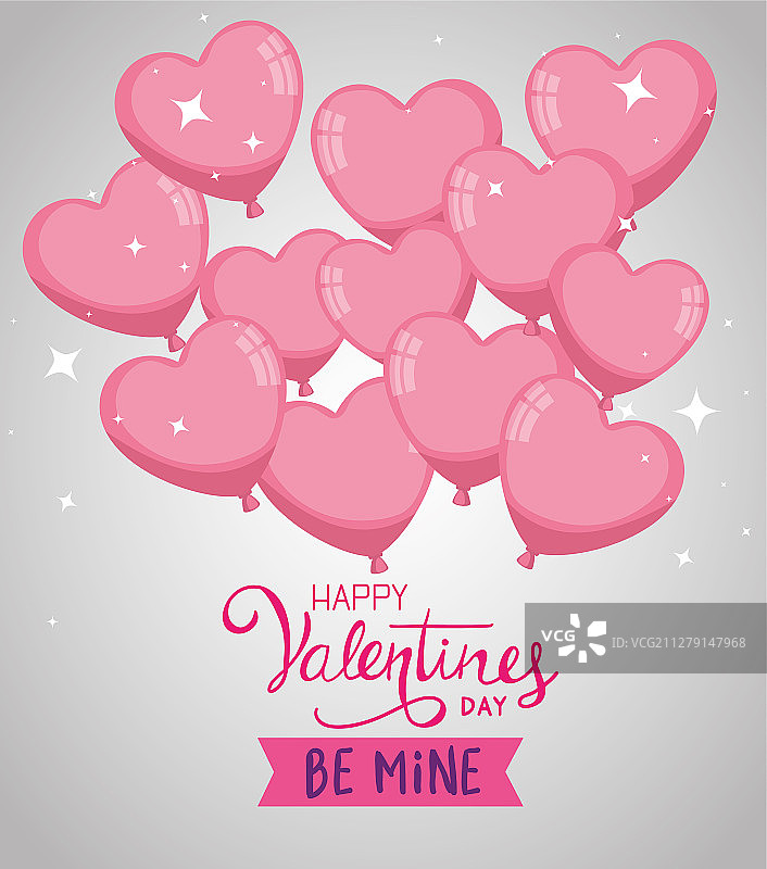 情人节快乐心形氦气球图片素材