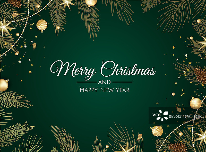 带有圣诞球的圣诞贺卡图片素材