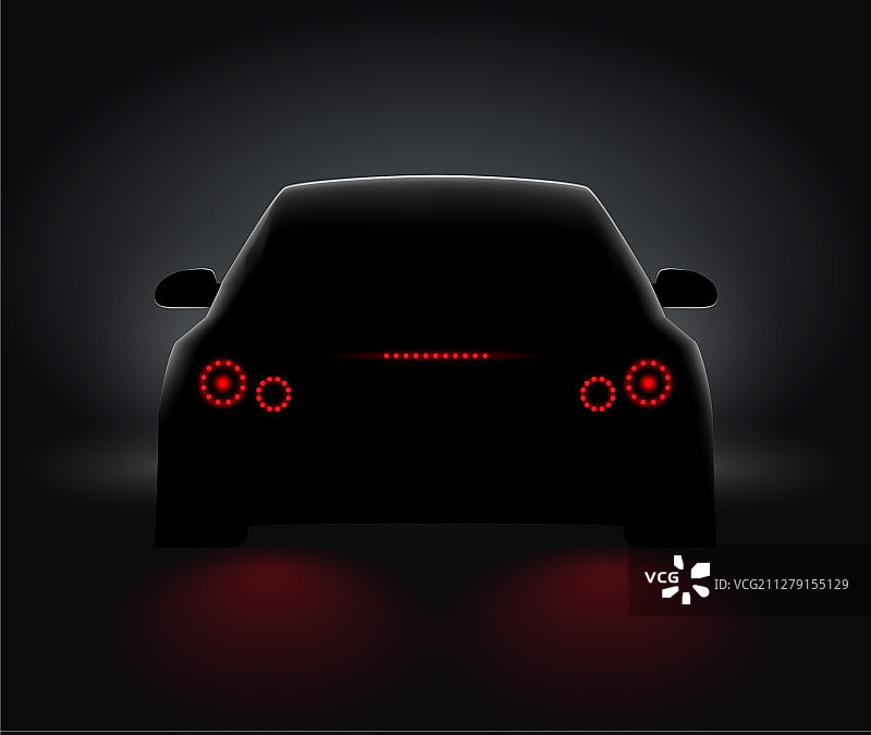 汽车后视夜间LED灯光逼真视图图片素材