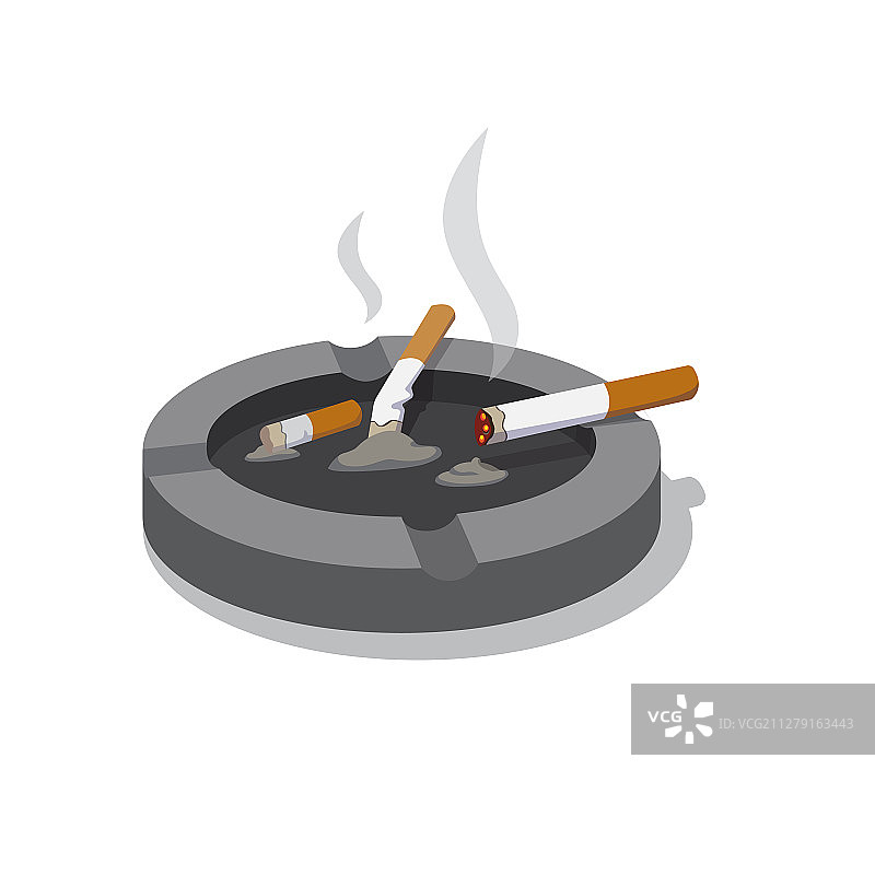 烟灰缸中的香烟2.5D图图片素材