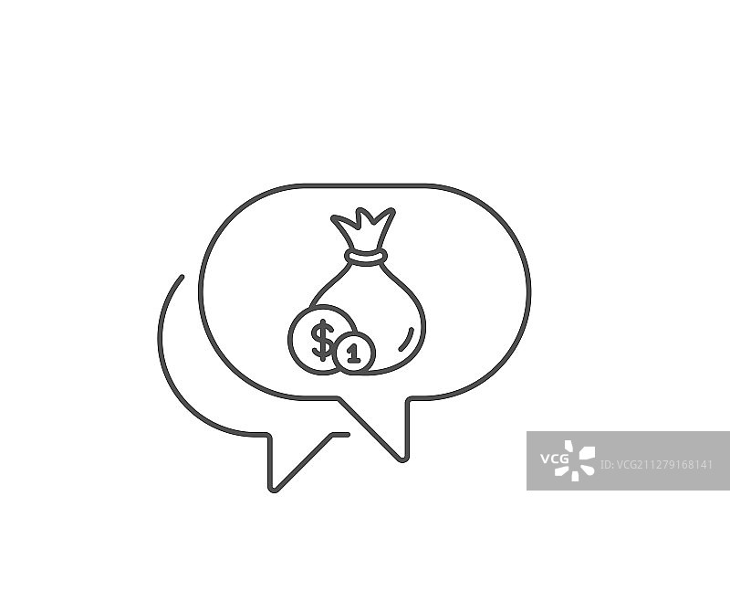 钱袋线条图标：现金银行货币图片素材