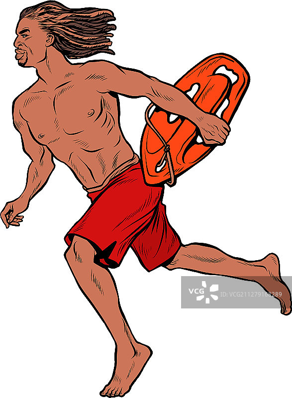 夏威夷男子奔跑救援落水者图片素材