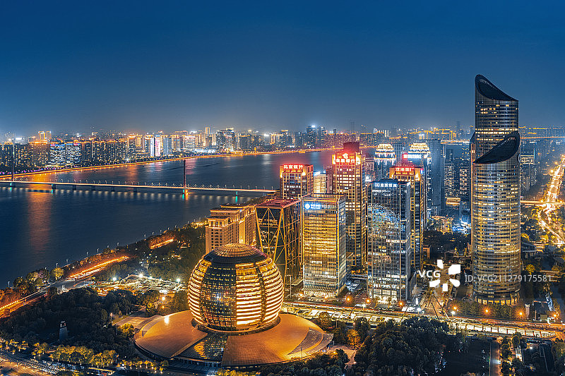 杭州钱江新城夜景图片素材