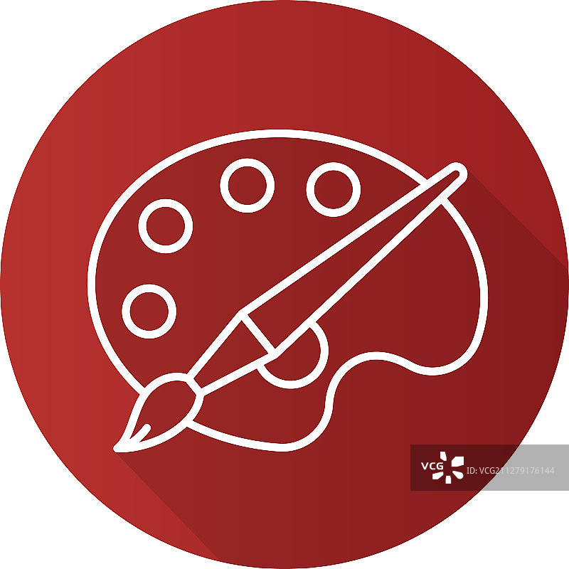 带画笔的调色板扁平线性长阴影图标图片素材