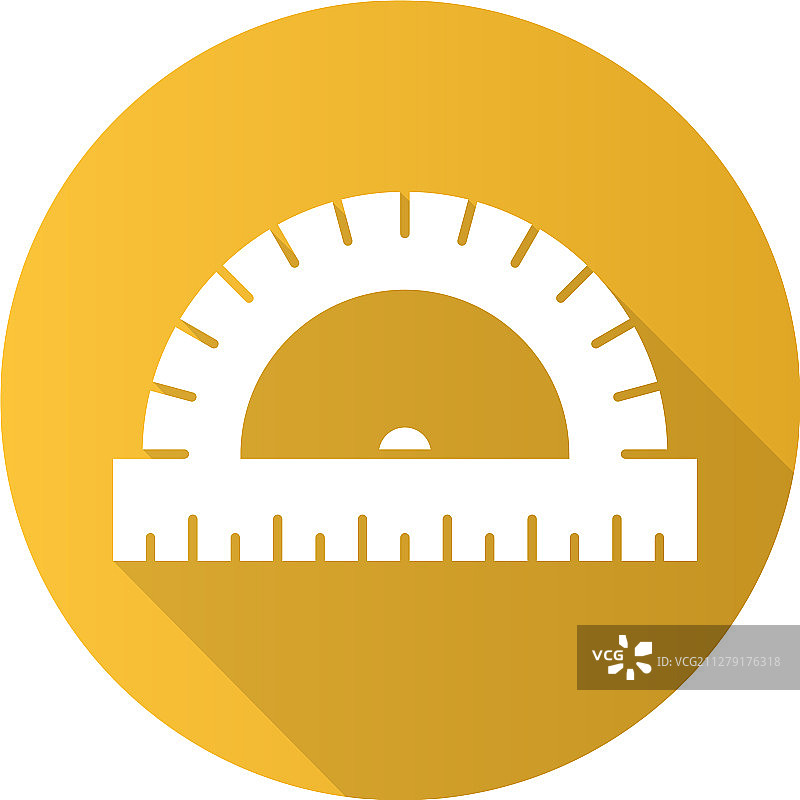 量角器扁平设计长阴影字形图标图片素材