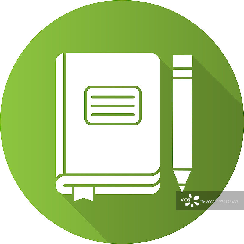 日记本扁平设计长阴影字形图标图片素材