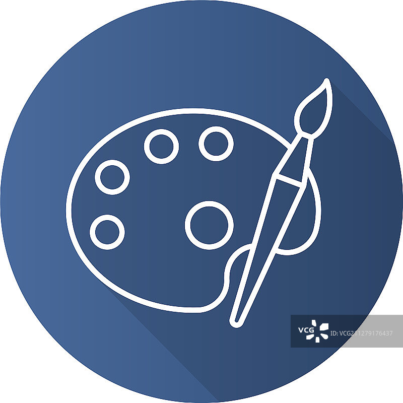 带画笔的调色板扁平线性长阴影图标图片素材