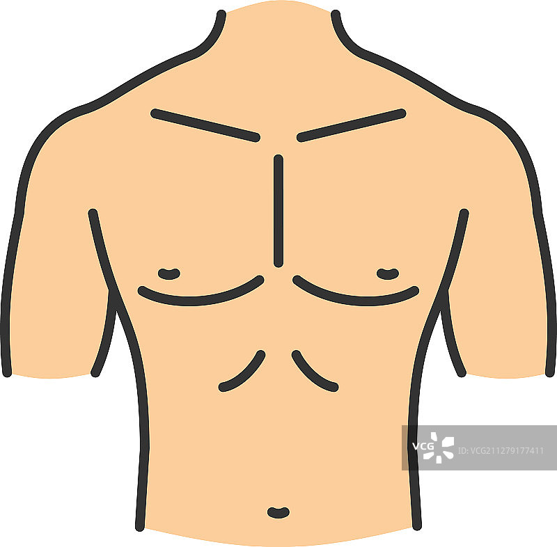 健壮男人胸部彩色图标图片素材