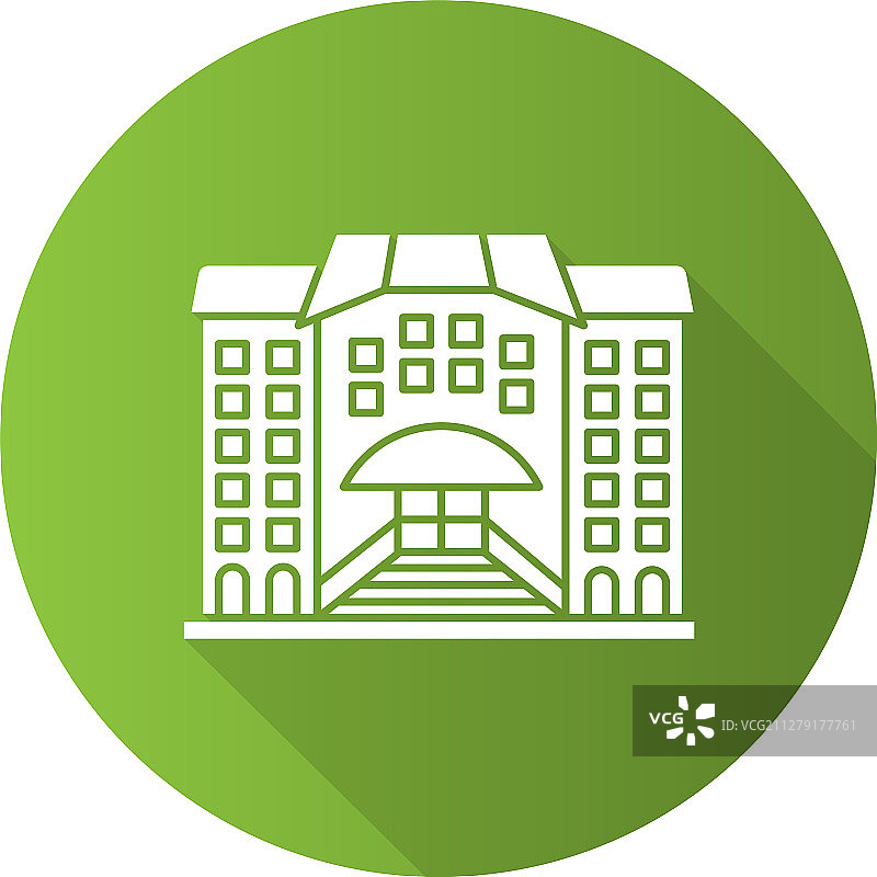 酒店扁平长阴影字形图标图片素材