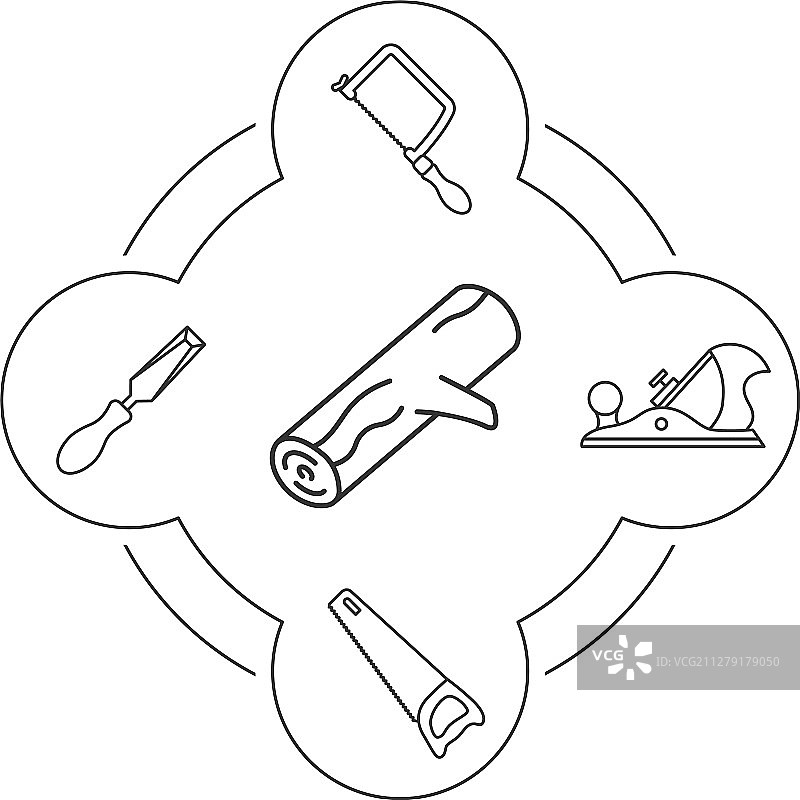 木工工具线性图标集图片素材