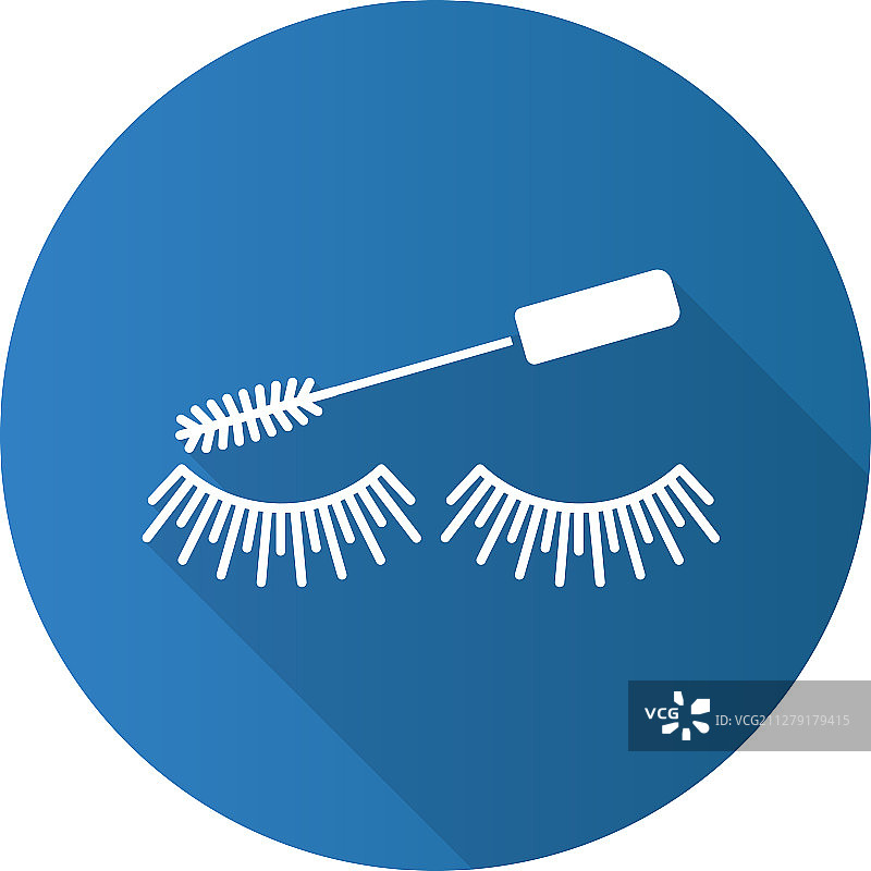 睫毛膏扁平设计长阴影图标图片素材