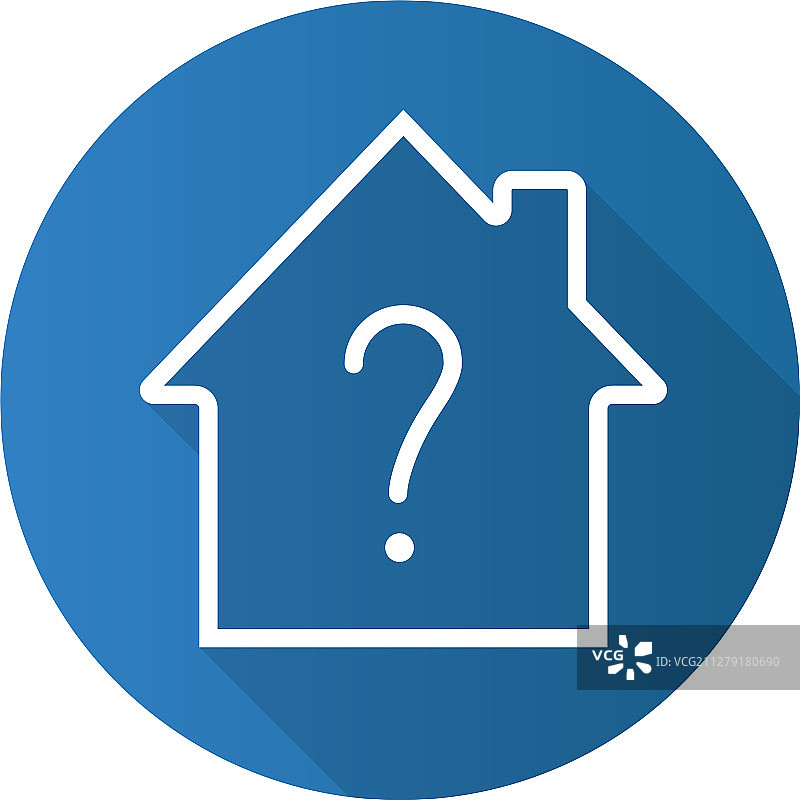 住宅问题扁平线性长阴影图标图片素材