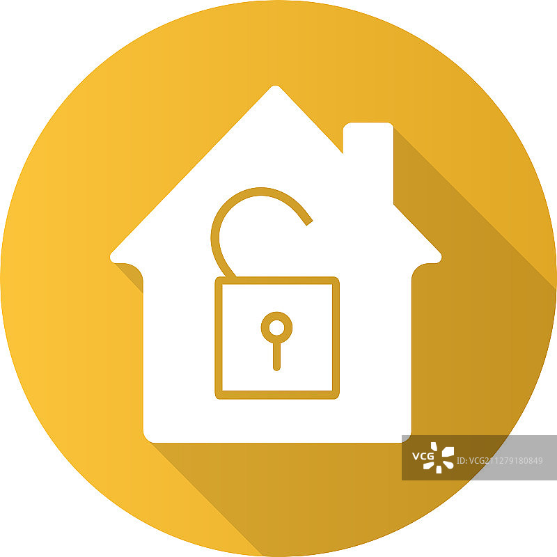 已解锁房屋扁平设计长阴影glyph图标图片素材