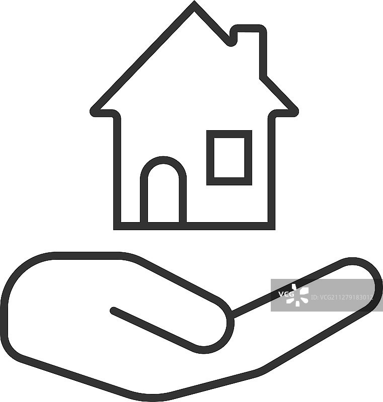 手捧房屋线性图标图片素材