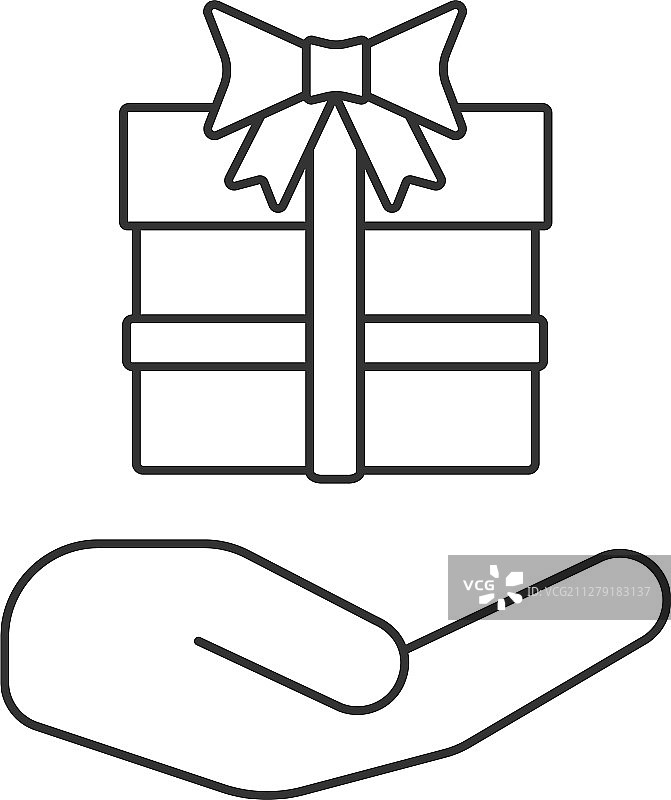 手持礼品盒线性图标图片素材