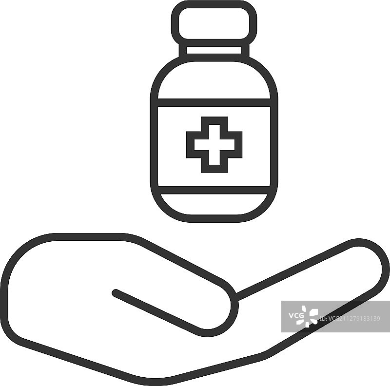 打开的手与线性毒品图标图片素材