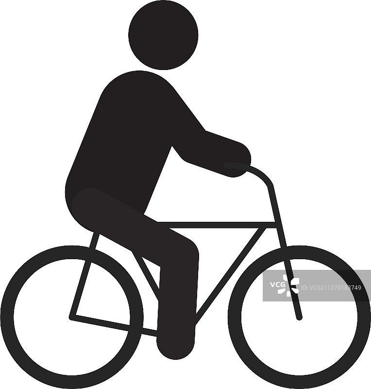 骑自行车的男子轮廓图标图片素材