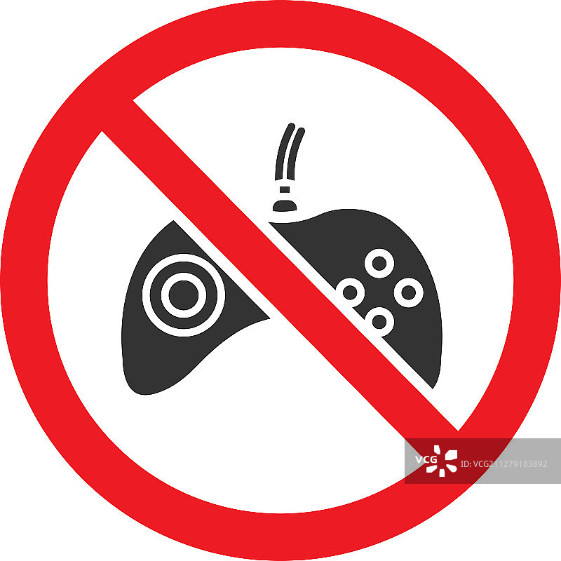 带游戏手柄标志符号的禁止标志图片素材