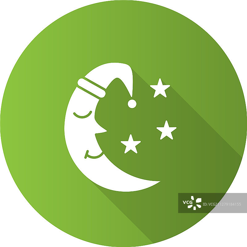 带有星星的扁平设计长阴影字形月亮图标图片素材