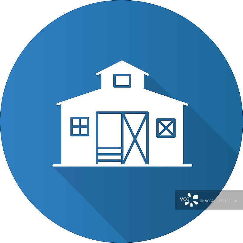 谷仓扁平设计长阴影Glyph图标图片素材