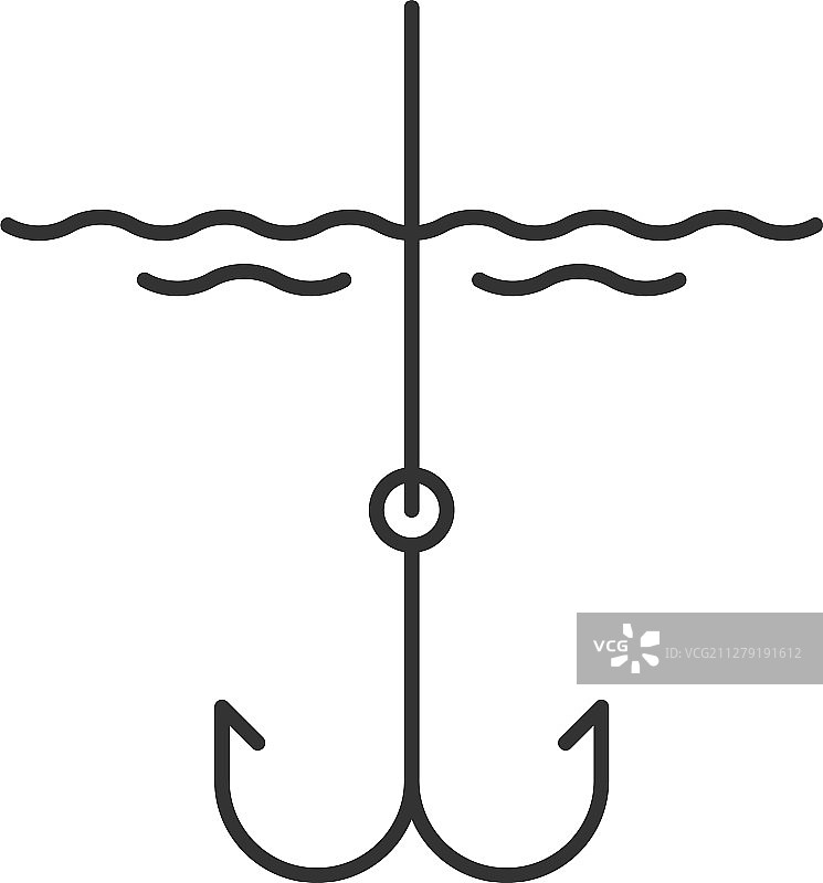 水中鱼钩字形图标图片素材