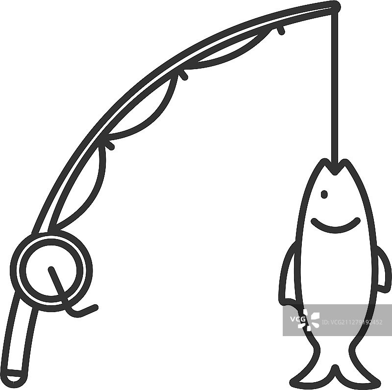 纺车竿带鱼线性图标图片素材