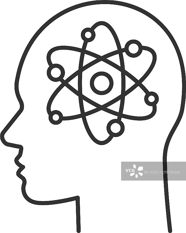 人脑与原子线性图标图片素材